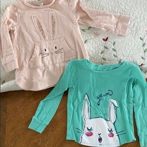 Lot of 2 bunny rabbit sweatshirt girls tops gap +